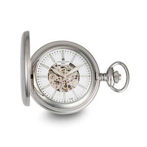 Charles Hubert Stainless Stl Wht Dial Tritium Mechanical Pocket Watch